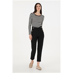 Kadın Siyah Carrot Fit Kanvas Pantolon