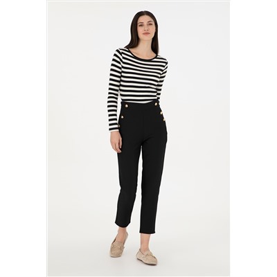 Kadın Siyah Carrot Fit Kanvas Pantolon