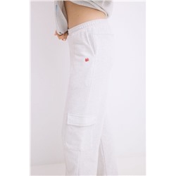 Pantalón largo flare felpa gris