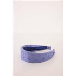 Diadema pelo azul y blanco bordado