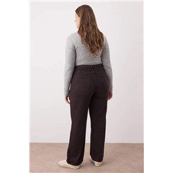 Kahverengi Yüksek Bel Geniş Paça Büyük Beden Wide Leg Jeans TBBSS22JE0211
