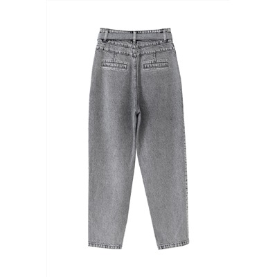 Vaquero boyfriend de tiro alto Gris