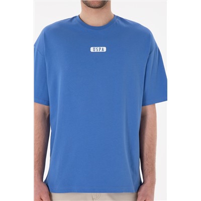 Erkek Oversize Fit Bisiklet Yaka İndigo Tişört