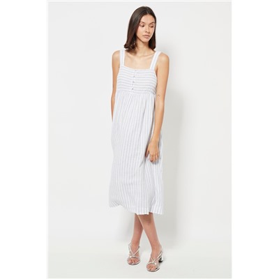 Vestido de pijama de lino - Blanco