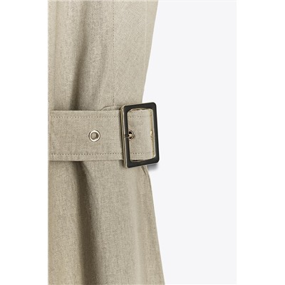 LINEN BLEND MIDI DRESS