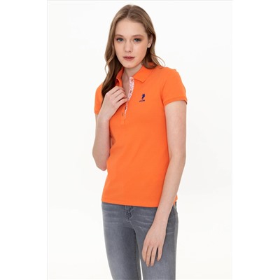 Kadın Turuncu Basic Polo Yaka Tişört