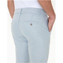 Açık Mavi Slim Fit Beli Lastikli Kanvas Pantolon