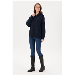 Kadın Lacivert Kapüşonlu Basic  Sweatshirt