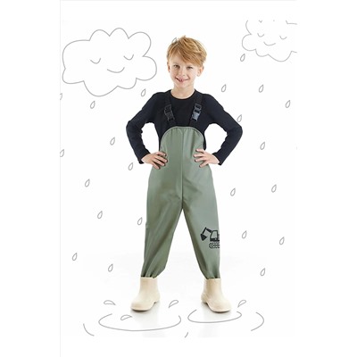 Denokids Kepçe Erkek Çocuk Su Geçirmez Haki Yağmur Tulumu CFF-23Y1-087