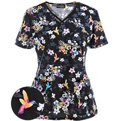 Cherokee Runway Scrubs Paradise To Meet You Print Top