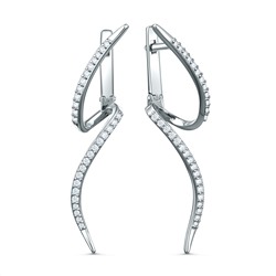 Серьги из серебра с фианитами родированные 4-214р200