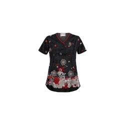 UA Butterfly Chic Black Scrub Top