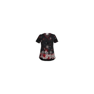 UA Butterfly Chic Black Scrub Top