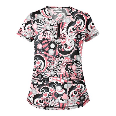 UA Pucci Power Black Print Scrub Top