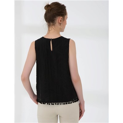Siyah Crop Kolsuz Bluz