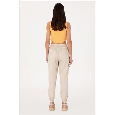 Kadın Taş Kanvas Jogger Fit Pantolon