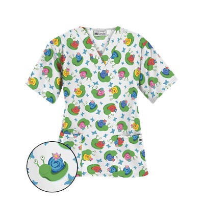 UA I Feel Pretty White Print Scrub Top