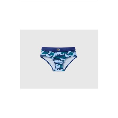 United Colors of BenettonErkek Çocuk Pembe Mıx Kamuflaj Desenli Beli Lastikli Slip Mayo Havacı Mavisi