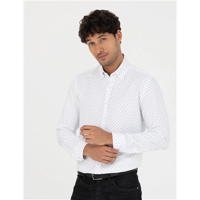 Lacivert Slim Fit Uzun Kollu Gömlek