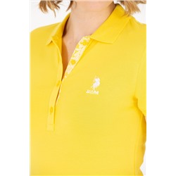 Kadın Sarı Basic Polo Yaka Tişört