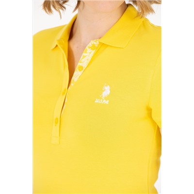 Kadın Sarı Basic Polo Yaka Tişört