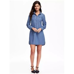 Chambray Shirt Dress for Women