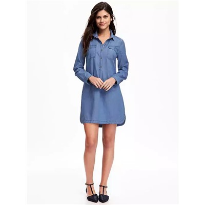 Chambray Shirt Dress for Women