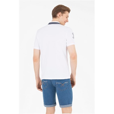 Erkek Beyaz Basic Polo Yaka Tişört
