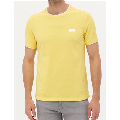 Açık Sarı Slim Fit Bisiklet Yaka Tişört