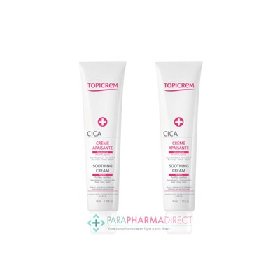 Topicrem CICA+ Crème Apaisante Réparatrice Peaux Irritées 2x40ml