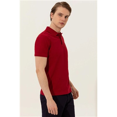 Erkek Bordo Basic Polo Yaka Tişört