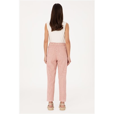 Kadın Kırmızı Çizgili Carrot Fit Jean Pantolon