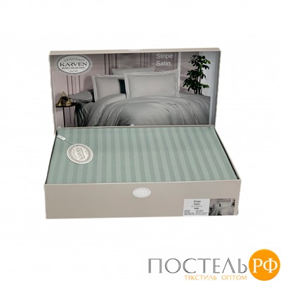 Постельное белье "Карвен" Stripe Satin семейное N 164-SS 013 mint/ментоловый