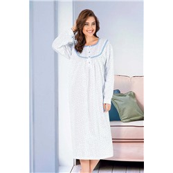 FEBİHA Pamuklu Battal Büyük Beden Uzun Kollu Anne Geceliği - Anne Pijama Gecelik01