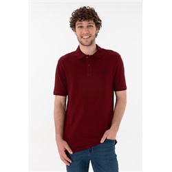 Erkek Regular Fit Polo Yaka Bordo Basic Tişört