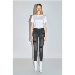 Vaquero skinny fit de tiro alto Negro