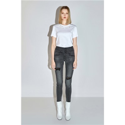 Vaquero skinny fit de tiro alto Negro