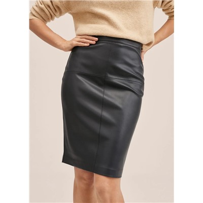 Falda efecto piel abertura -  Mujer | MANGO OUTLET Melilla
