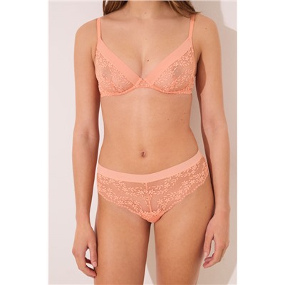 Braga ancha brasileña encaje naranja peach