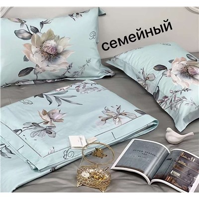 Постельное белье с одеялом  💐Blumarin*e, семейный комплект Премиум из Египетского хлопка