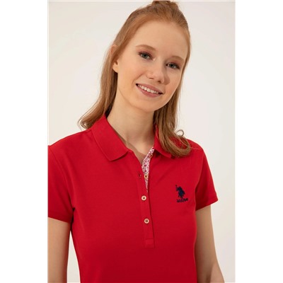 Kadın Kırmızı Basic Polo Yaka Tişört
