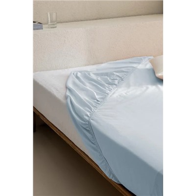Manon King Size Plus %100 Pamuk Ranforce Lastikli Çarşaf - Mavi