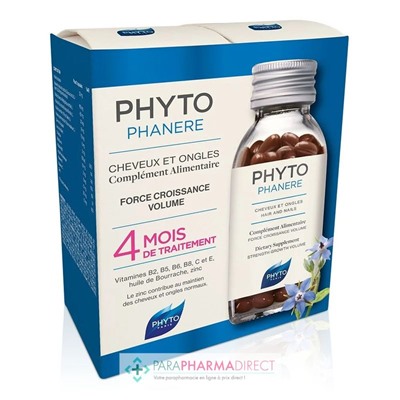 Phyto PhytoPhanère Force Croissance Volume Cheveux & Ongles 2x120 CapsulesLot  × 2