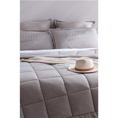 Bobigny Tek Kişilik Pamuklu SuperSoft Comforter Set - Açık Gri