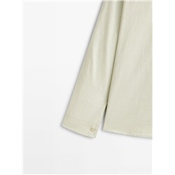 Camisa algodón chambray manga murciélago