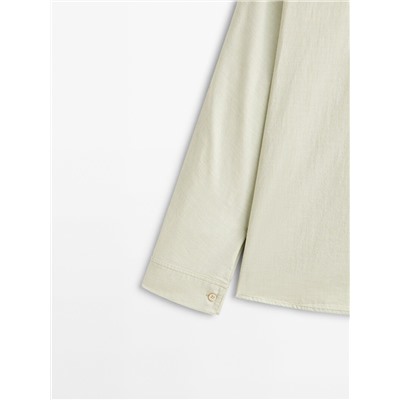 Camisa algodón chambray manga murciélago