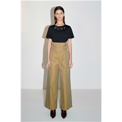 Pantalón palazzo de tiro alto Caqui