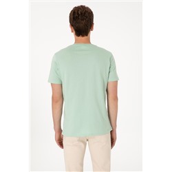 Erkek Regular Fit Bisiklet Yaka Su Yeşili Basic Tişört