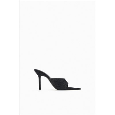DENIM SANDALS WITH POINTED TOE
