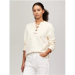 Long-Sleeve Lace-Up Sweatshirt